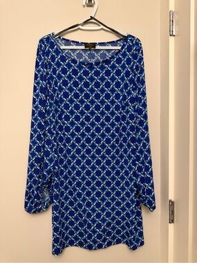 Laundry by Design Royal Blue Geometric Long Sleeve Dress